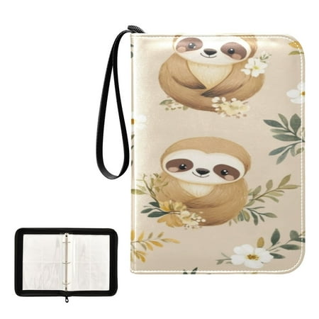 Game Card Storage Bag Collectible Trading Card Albums The 4-Pocket Card Binder With 50-Page Sleeve Can Hold 400 Game Cards Cute Cartoon Sloth