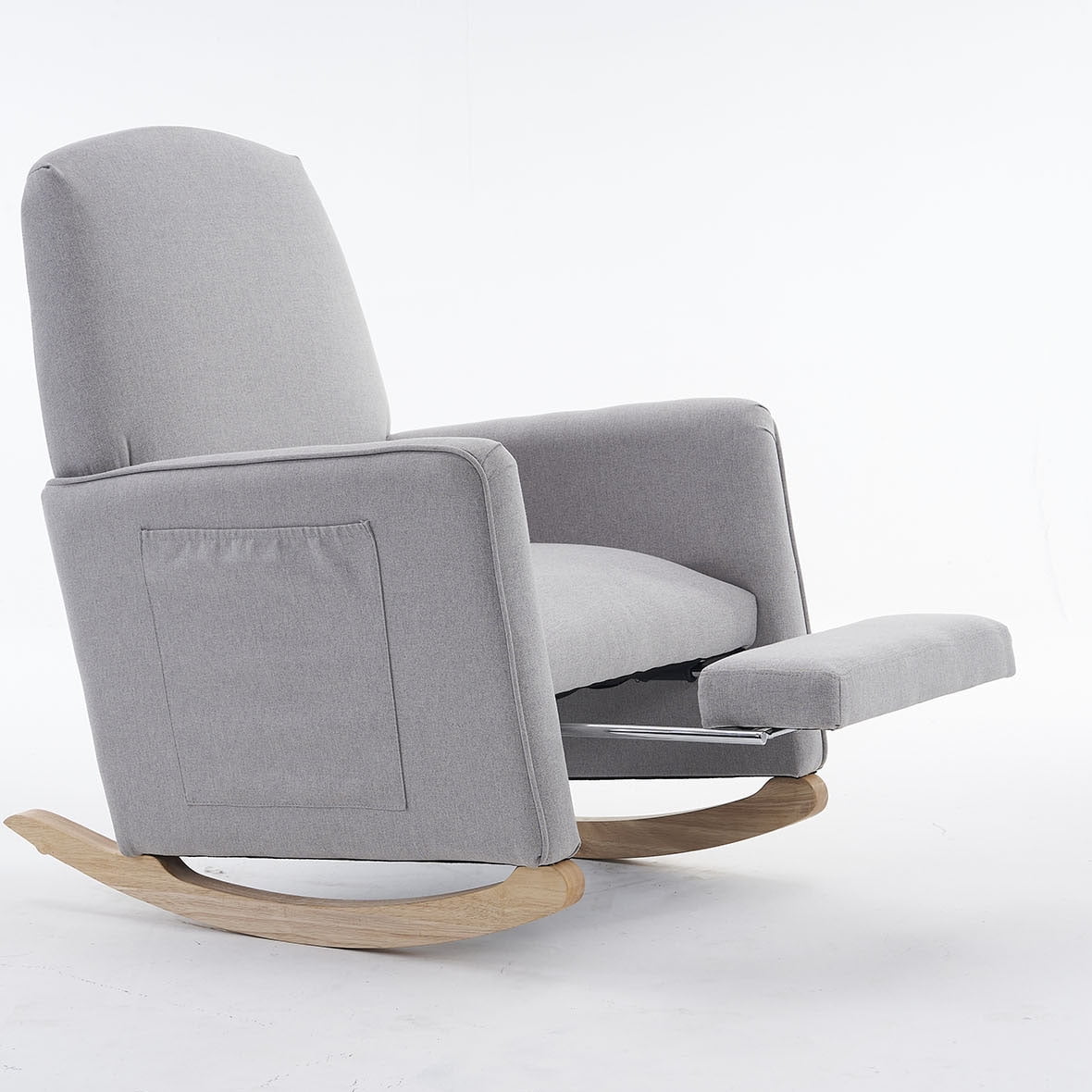 Cotton Linen Fabric Nursery Rocking Chair With Adjustable Footrest