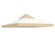 Yescom 2 Tier 12x12 Ft Gazebo Replacement Top UV30+ Outdoor Canopy Cover Patio Garden Sand+Ivory