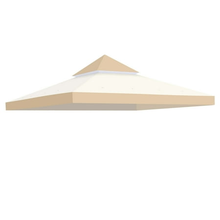 Yescom 2 Tier 12x12 Ft Gazebo Replacement Top UV30+ Outdoor Canopy Cover Patio Garden Sand+Ivory