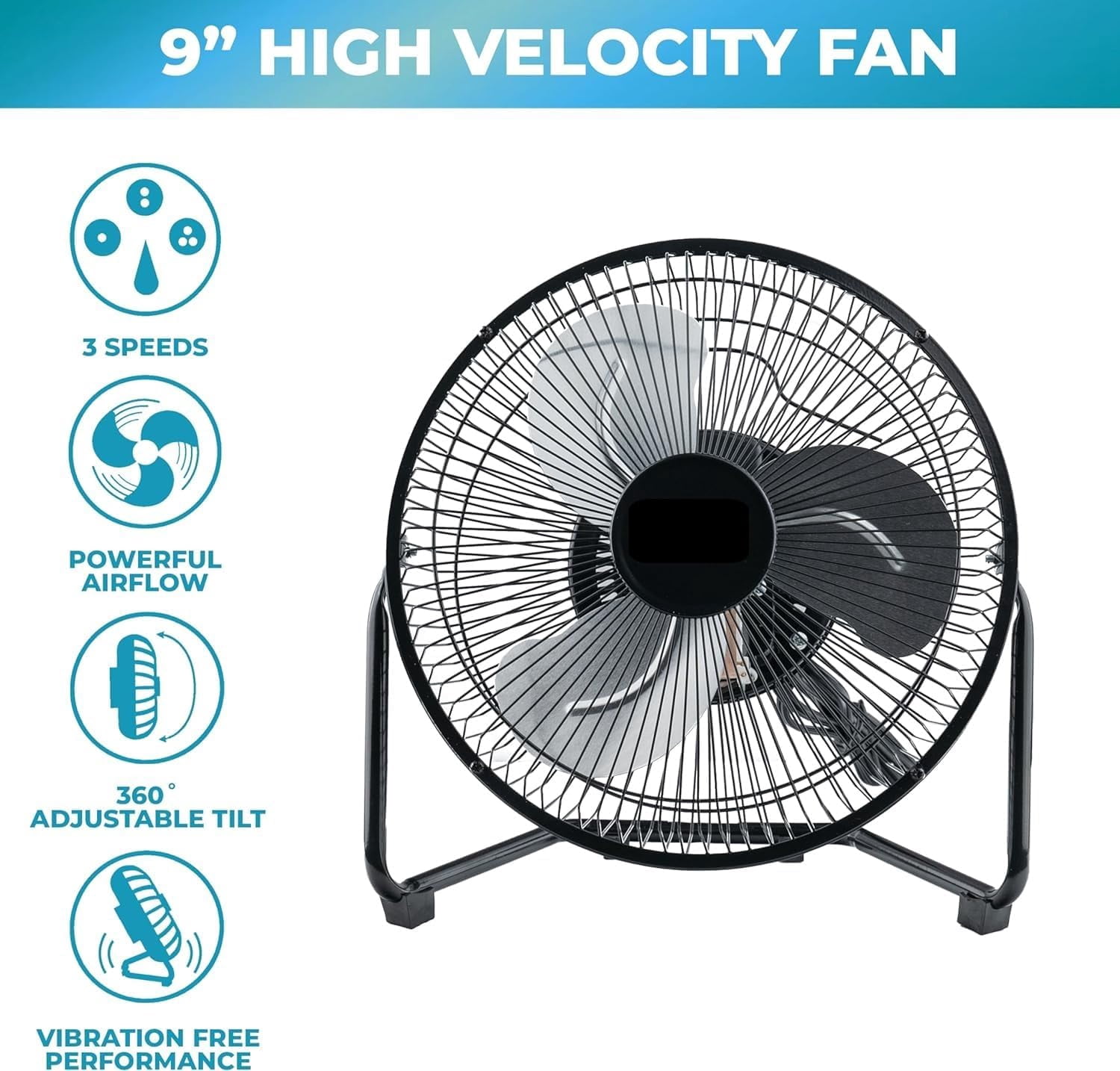 EZ-Chill 9 in. Desk or Table Fan - All-Metal, 3 Speed, Tilt