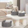 thumbnail image 6 of Wicker Storage Basket, Set of 3 Hand-woven Storage Baskets for Organizing, Round Large Wicker Baskets for Storage Decor, Pantry Storage Cubes Organization Baskets for Shelves, Grey, 6 of 7
