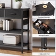 thumbnail image 5 of Aufeile 43" Narrow Console Table, Entryway Table with 3 Drawers and Outlets, Fabirc Sofa Table with Open Shelves for Couch, Hallway, Foyer, Living Room, Black, 5 of 8