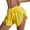 Yellow, variant on Women's Solid Color Side Slit Hotpants Elastic Tie Waist Loose Fit Casual Home Lounge Sleepwear Bottoms