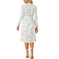 thumbnail image 3 of Unique Bargains Women's Button Up Split Long Sleeve Floral Flowy Party Maxi Dress XL White, 3 of 6