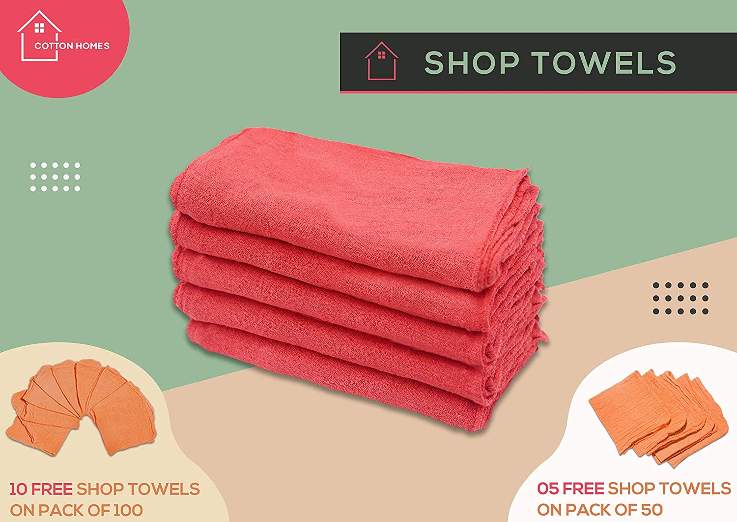 100% Cotton Shop Towels Industrial Shop Rags 14 X 14 - Pack of 100 P –  Miami Home Fashions Int'l Inc.