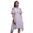 thumbnail image 1 of Bimba Bird Print Flutter Sleeve Womenâ€™s Party Tunic Cold Shoulder Midi Dress-X-Large, 1 of 6