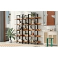 thumbnail image 3 of 5-Tiers Bookcase with Black Metal Frame, Open Bookshelf,Vintage Industrial Style Etagere Bookshelves, Display Shelves,Plant Potted Shelves for Home Office Decor, Black and Brown, 3 of 7