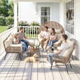 thumbnail image 3 of RADIATA 7 Pieces Beige Boho Outdoor Patio Furniture Sets with Double Egg Chair, Conversation Sectional Sofa Set with Side Table & Ice Bucket for Backyard, 3 of 10