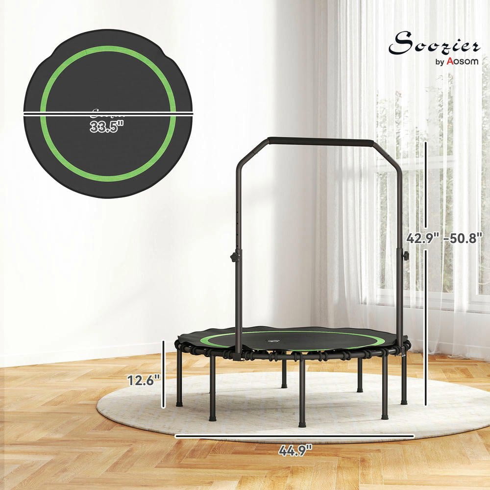 Resenkos 45-Inch Folding Exercise Rebounder with Adjustable Handle - Green
