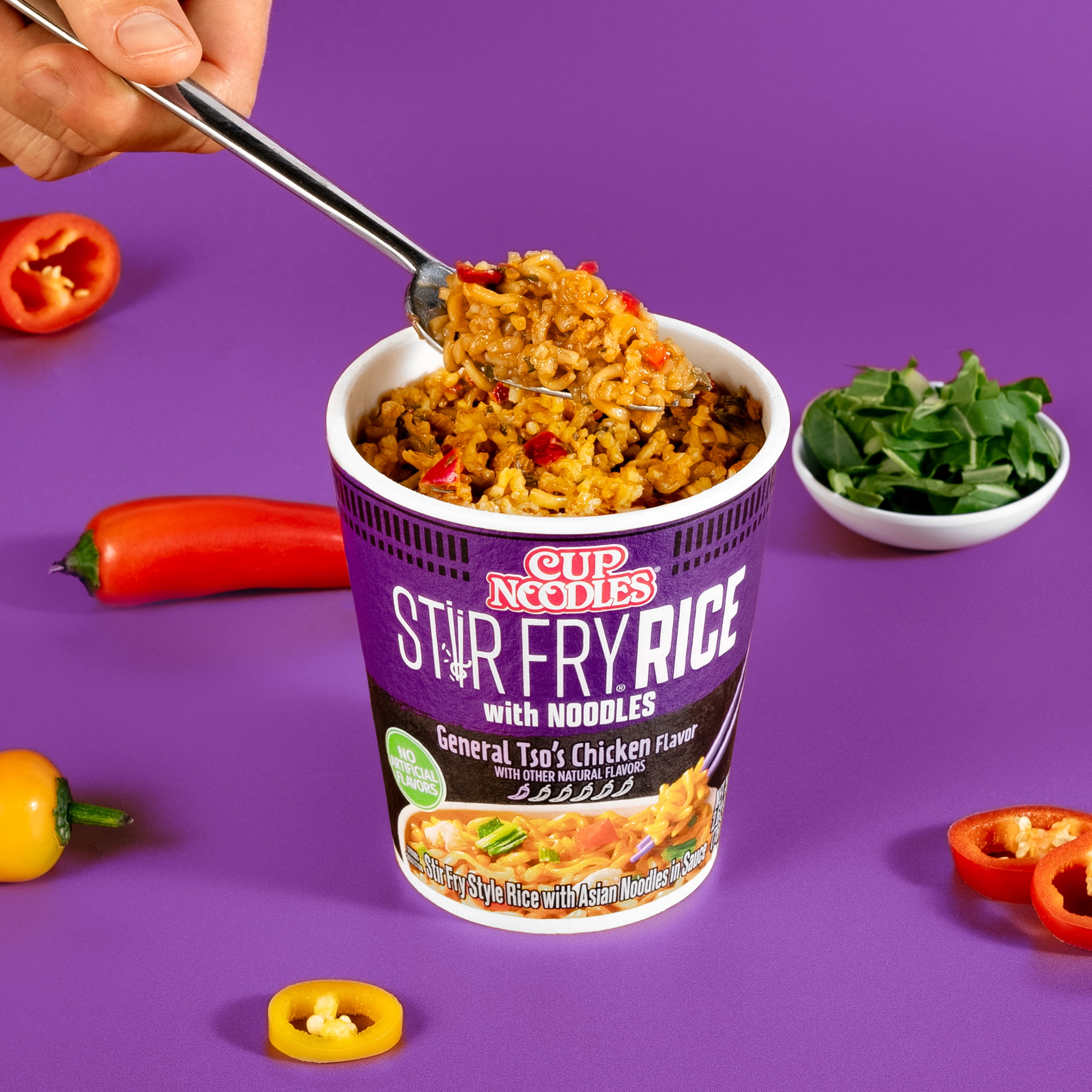 (6 pack) (6 pack) Nissin Foods Cup Noodles Stir Fry Rice with Noodles, General Tso's Chicken Flavor, 2.68 oz Cup, Shelf-Stable