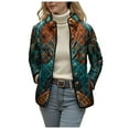 thumbnail image 6 of felwors Women's Reversible Paisley Quilted Cotton Coat, Stand Collar Lightweight Loungewear, Fall Winter Outerwear Suitable for Middle-Aged and Senior Women Navy, XL, 6 of 8