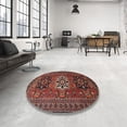 thumbnail image 3 of Ahgly Company Indoor Round Traditional Dark Almond Brown Persian Area Rugs, 4' Round, 3 of 6