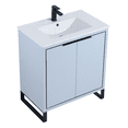 thumbnail image 3 of Fine Fixtures Opulence Collection 30 in. W x 18 in. D x 33 in. H Bathroom Vanity in Pastel Blue with White Ceramic Sink - Black hardware, 3 of 8