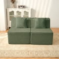 thumbnail image 7 of Modern Armless Loveseat, Green Boneless Corduroy Couch for Small Spaces, Compact Apartments or Living Rooms, No Assembly Required, 7 of 7