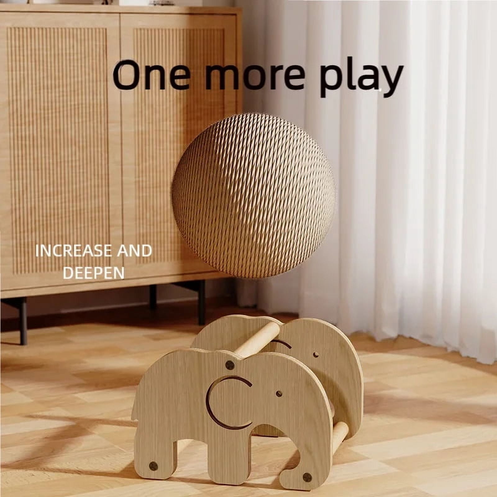 Cat Grab Toy, Natural sisal Grab Toy, Rotating cat and Dog Ball Toy, Indoor Interactive pet Toy (Medium, The Elephant cat Catches The Ball)