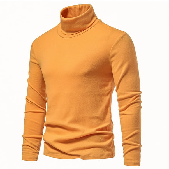 EGNMCR Mens Turtleneck Shirt Winter Casual Stylish Solid Color Elasticity Slim Long Sleeve Sweaters Tops Blouse Warm Pullover High Neck Bottoming T-Shirt