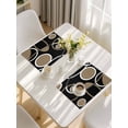 thumbnail image 5 of Black Brown Placemats Set of 12, White Circle Modern Minimalist Geometric Placemats for Dining Table, Place Mats for Kitchen Tabletop, Waterproof Wipeable Dining Table Mats Set, 5 of 9