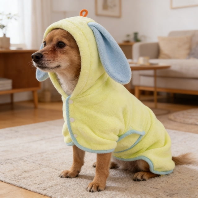 Hooded Bathrobe For And Cats Absorbent Microfiber Drying Robe With Secure Tie Belt For After Bath Spa Grooming