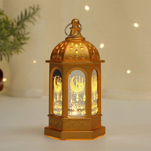 Muyoka Linterna de Ramadán, decoración de plástico LED Eid Mubarak, lámpara exquisita alimentada por batería, lámpara de mesa para Festival de Ramadán Muyoka Hogar