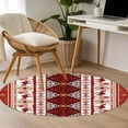 thumbnail image 4 of Red Boho Round Area Rug 4Ft Washable Circle Rugs for Bedroom Dining Room, Southwestern Aztec Palm Tree Animals Patterned Non-Slip Carpet Floor Mats Indoor Outdoor Carpet Runner Aesthetic Home Decor, 4 of 8