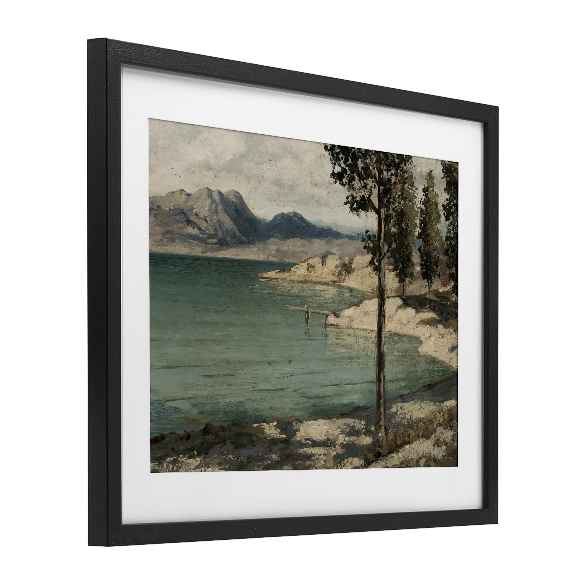 Stupell Industries Tranquil Shore with Trees Black Framed Print Under Glass, design by Arlington Prints