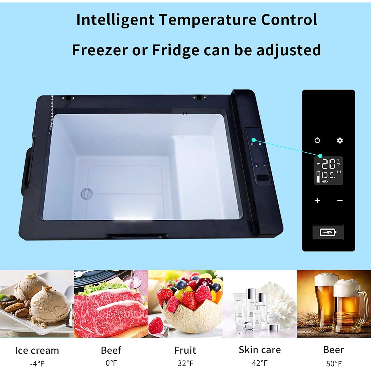 Alpicool 53 Quart Portable Mini Fridge Freezer for Car Truck RV, Silver, 37 lb, 12V DC