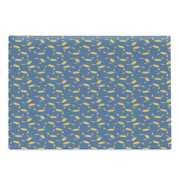 Nautical Cutting Board, Repetitive Graphic and Ocean Crabs Underwater Sea Animals Pattern, Decorative Tempered Glass Cutting and Serving Board, in 3 Sizes, by Ambesonne