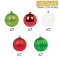 thumbnail image 4 of Every Day is Christmas Ornaments 35ct 70mm Christmas Ornaments, Shatterproof Christmas Tree Ornaments Set, Christmas Balls Decoration (Green, Red, White), 4 of 8