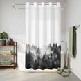 thumbnail image 6 of No Hook Shower Curtain, Black Forest Shower Curtains for Bathroom with See Through Top Window, Black and White Natural Landscape Modern Abstract Art Waterproof & Washable Bath Curtain Narrow 54"x78", 6 of 9