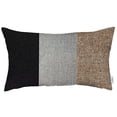 thumbnail image 2 of Boho-Chic Handcrafted Decorative Single Throw Pillow Cover Solid Jacquard 12" x 20" Black & Gray & Brown Lumbar Pillowcase for Couch, Bedding, 2 of 9