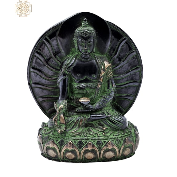5 Inch Medicine Buddha Statue Brass - Handmade Buddhist Deity Sculpture