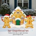 thumbnail image 4 of 3pc Gingerbread Man Family 2D Christmas Yard Decor, 4ft Light Up Holiday Lawn Decoration w/House, 185 LED Lights, 4 of 9