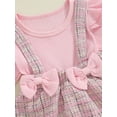 thumbnail image 6 of FEORJGP Toddler Baby Girls One-piece Romper Dress 0 3M 6M 9M 12M 18M Infant Long Sleeve Jumpsuits Tweed Ribbed Patchwork Round Neck Bodysuits with Bowute Comfy Casual Clothes for Spring Fall, 6 of 6