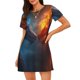 thumbnail image 1 of Balery Red And Blue Fire Dragon E Camisón de manga corta con cuello redondo para mujer, cómodo y elegante., 1 of 6