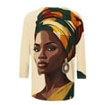 thumbnail image 5 of Brnmxoke Women's 2025 Fashion Tops 3/4 Sleeve T-Shirts Vintage Crewneck Black History Afro American Basic Business Tees Loose Blouses Multicolor,XXXL, 5 of 5