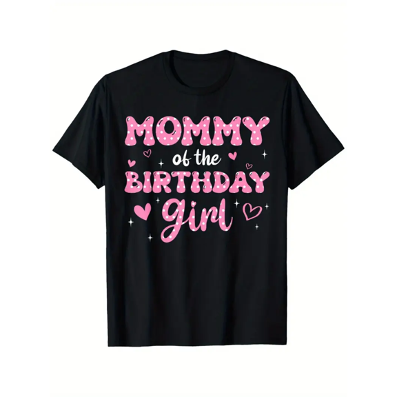 BESTLUCKY Mommy & Me Matching T-shirt - "Birthday Girl" pink, cotton, short sleeve, crew neck - Perfect for family outings, Mother's Day gift