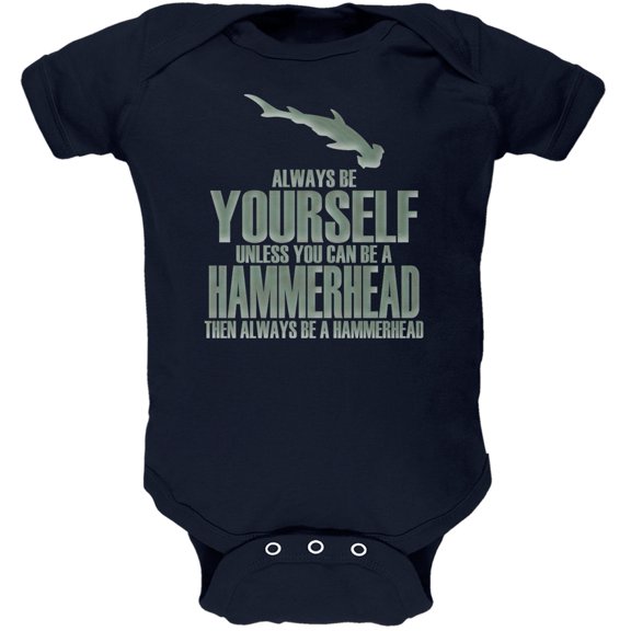 Always Be Yourself Hammerhead Shark Navy Soft Baby One Piece - 24 month