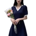 thumbnail image 1 of Vestido de mujer con cuello en V y cintura fruncida NikouMX, 1 of 8