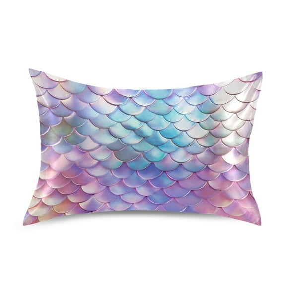 JSTEL Rainbow Mermaid Satin Pillowcase Standard Size Pillow Cases Envelope Closure Bed Pillow Cover, 20 x 26 inch