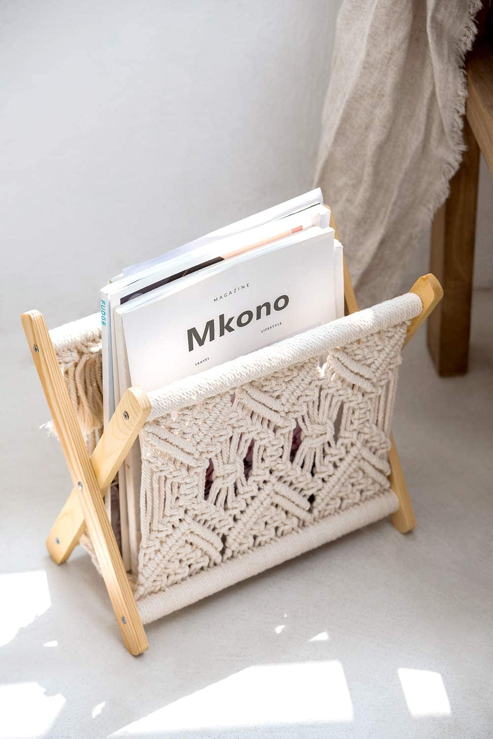 Newspaper Magazine Holder Storage Rack Stand,Macrame Magazine Rack for Small Boho Books Newspapers Holder Organizer,Folding Magazine Rack for Living Room Newspaper Magazine Holder Storage Rack Stand,Macrame Magazine Rack for Small Boho Books Newspapers Holder Organizer,Folding Magazine Rack for Living Room
