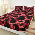 thumbnail image 3 of jejeloiu Chic Cheetah Print Queen Sheet Sets,Wildlife Leopard Flat Sheet,Red Black Queen Fitted Sheet For Men Women,Breathable Home Decor,4pcs, 3 of 7