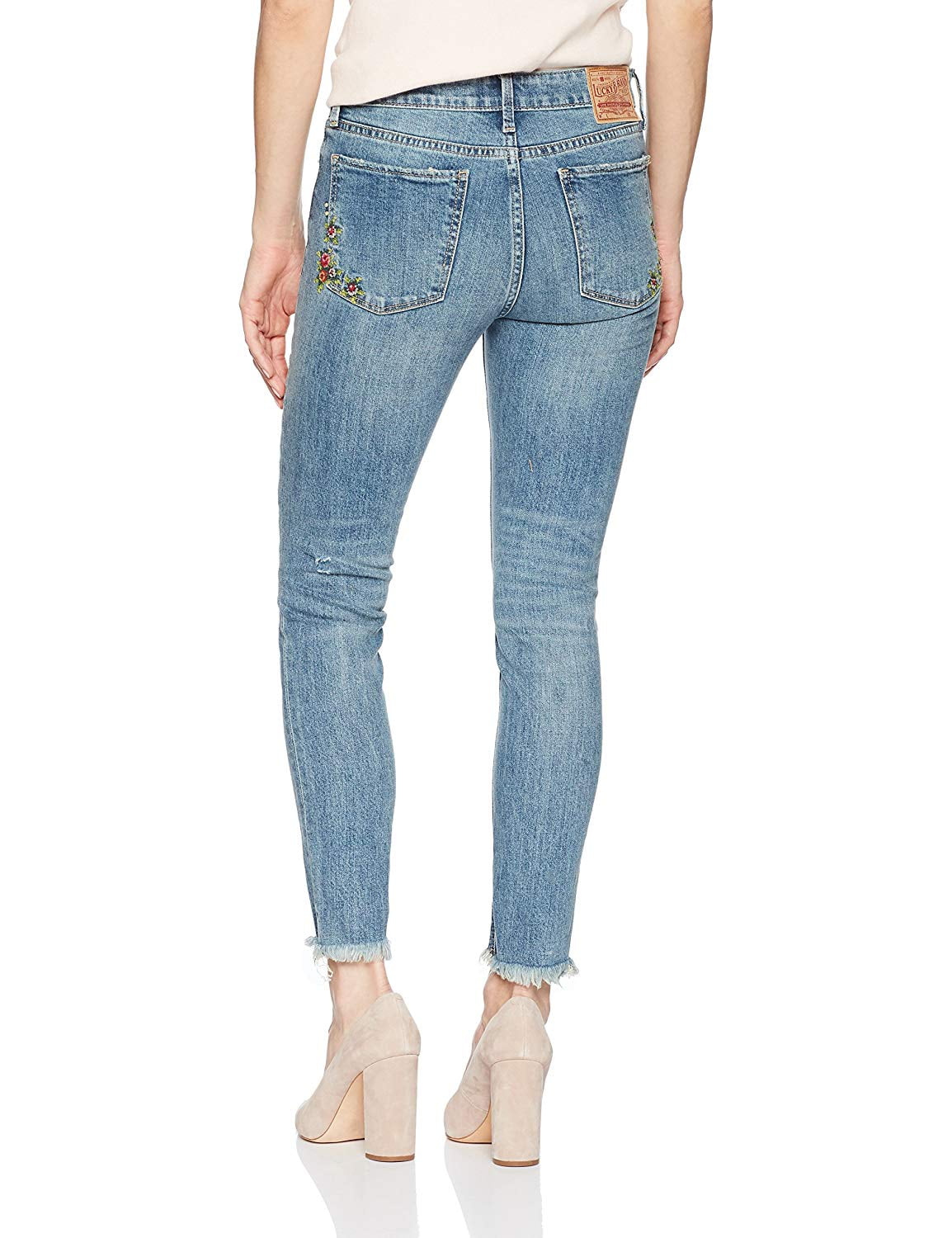 lucky brand floral embroidered jeans