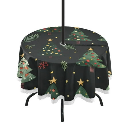 

Round Tablecloth 60*60 Inches Round Tablecloth Outdoor Style Tablecloth With Umbrella Holes Tablecloth Outdoor Suitable For Kitchens and Dining Rooms Christmas Tree