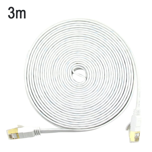 Cable de red tipo Cat7, oficina en casa, hotel, cable plano para Internet, cable Ethernet, tipo plano, blanco, 3 metros Methold EL4498-10