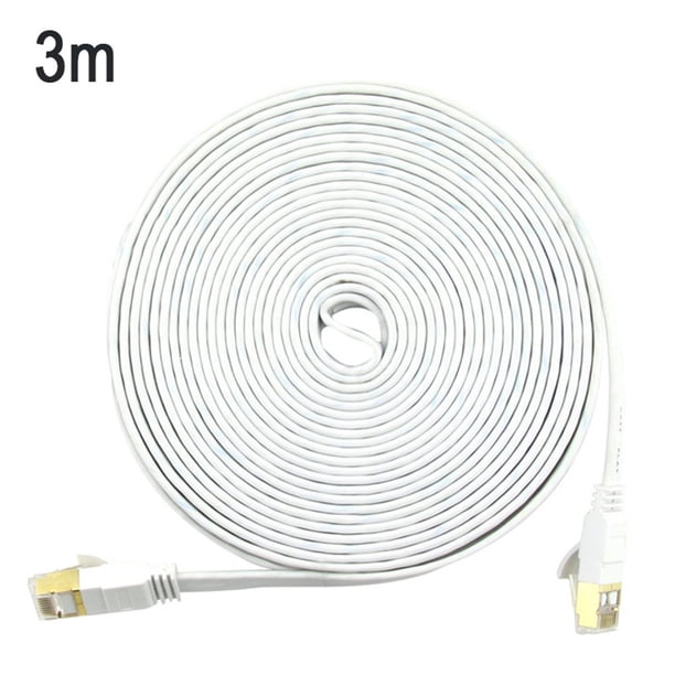 Cable de red tipo Cat7, oficina en casa, hotel, cable plano para Internet, cable Ethernet, tipo plano, blanco, 3 metros Methold EL4498-10