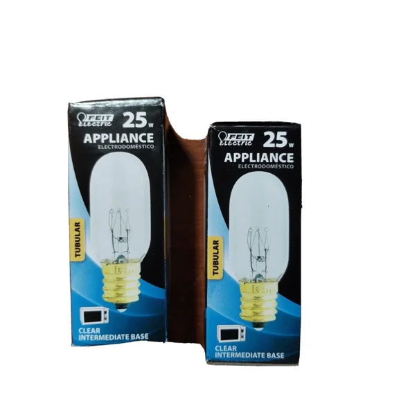 2 Pk Feit Electric 25 Watt Clear T8 Tubular Appliance Bulbs Intermediate Base