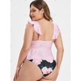 thumbnail image 4 of Tamaño más delantero cinchado la impresión floral del traje de baño de Tankini Rosegal vestidos de fiesta tallas grandes, 4 of 5