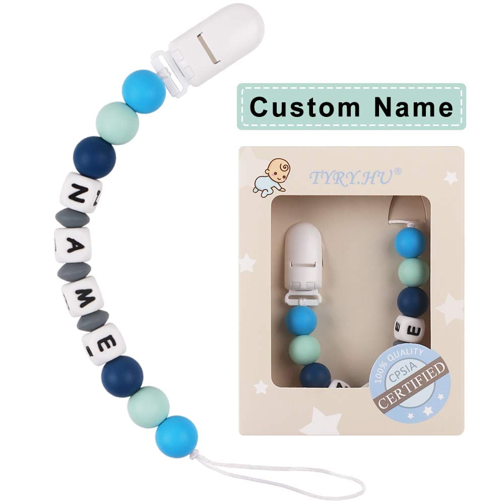 TYRY.HU Personalized Pacifier Clip with Name, Embroidery Webbing Pacifier  Holder for Baby Girls and Boys, Neutral Binky Clips Universally Fit All  Pacifiers & Baby Toys, Baby Gift, 2 Pack(Blue, Green) - Yahoo