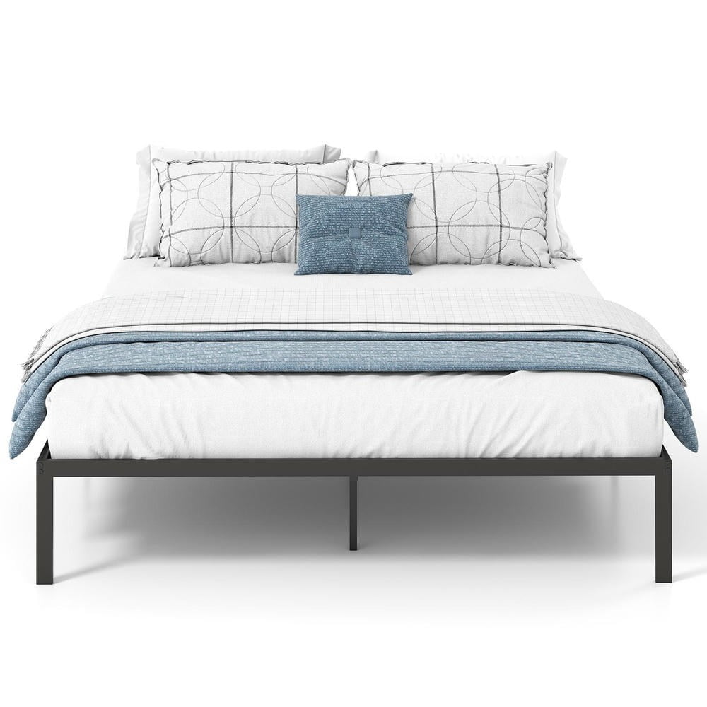 Barara King Queen Size Metal Bed Frame with Heavy Duty Support Slats Mattress Foundation, Bed Frame Mattress Foundation for Apartment, Bedroom, Black